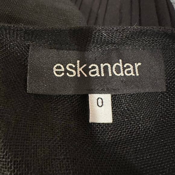 Eskandar Black Linen Vest sz 0 A-Line waistcoat waterfall front long vest - Picture 4 of 8